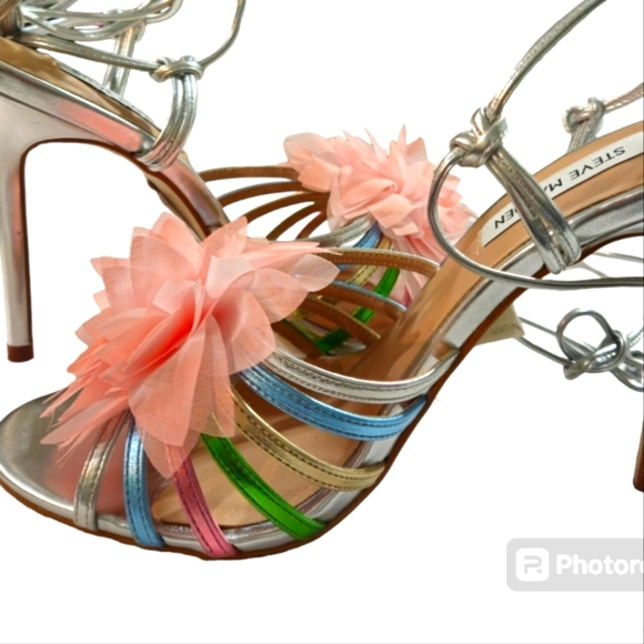 🦃TODAY ONLY🦃Steve Madden Multicolor Metallic Sandals Stiletto New Sz 8.5 - Picture 4 of 12